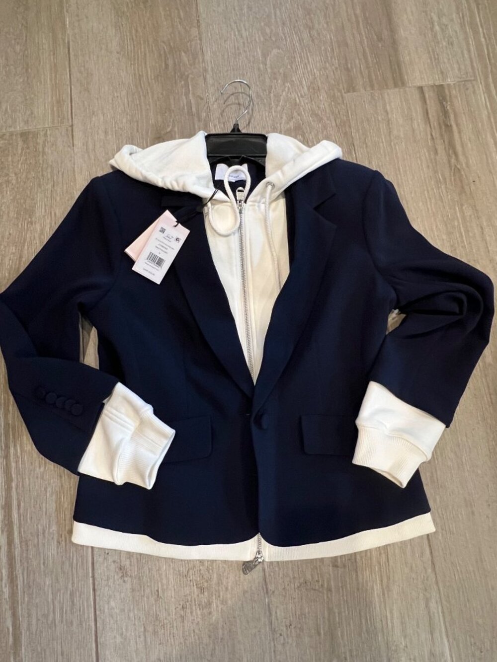CINQ A SEPT Le Petit Khloe Blazer navy/ cream SWEATSHIRT SIZE 4 - Picture 4 of 13